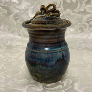 Vintage Herksworks Pottery Sugar/Honey Jar, 5.5x3.5 Inches